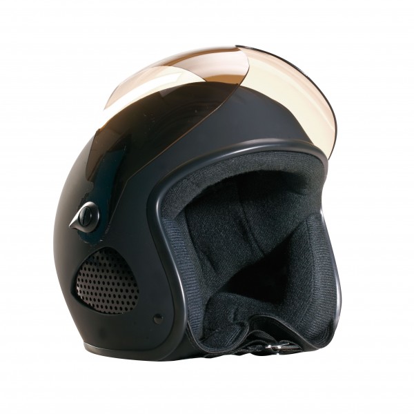 Bores SRM Slight 2 Leder Jethelm, designed by Gensler, getöntes Visier, schwarz-glanz