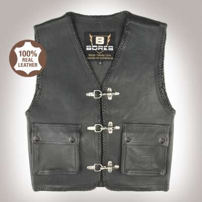 Milwaukee Leather LKY3870 Lederweste Für Jugendliche - Schwarz, Gr. 24, Mit Druckknöpfen