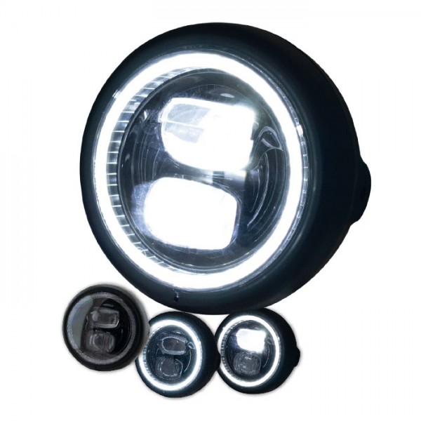 LED-Scheinwerfer 5-3/4, Pearl, schwarzmatt