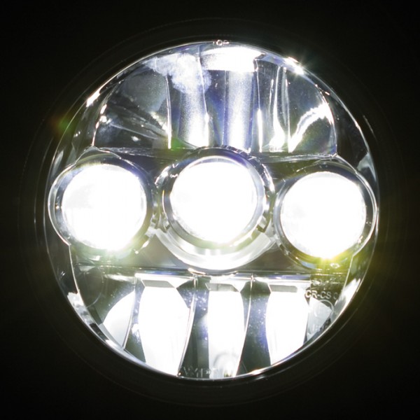 LED-Scheinwerfereinsatz 7 Zoll, FARGO, chrom, Ø=178 mm, Abblend
