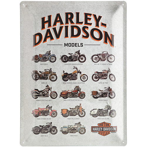 Blechschild 30 x 40 cm Harley-Davidson - Model Chart