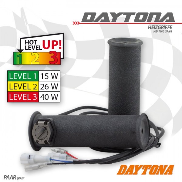 Heizgriffe | 1"-25,4mm |Daytona IV | geschlossen | Länge: L 134 mm + R 124 mm, 3 fach verstellbar