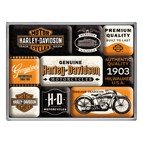Magnet-Set (9-tlg) »Harley-Davidson - Genuine Motorcycles Milwaukee«