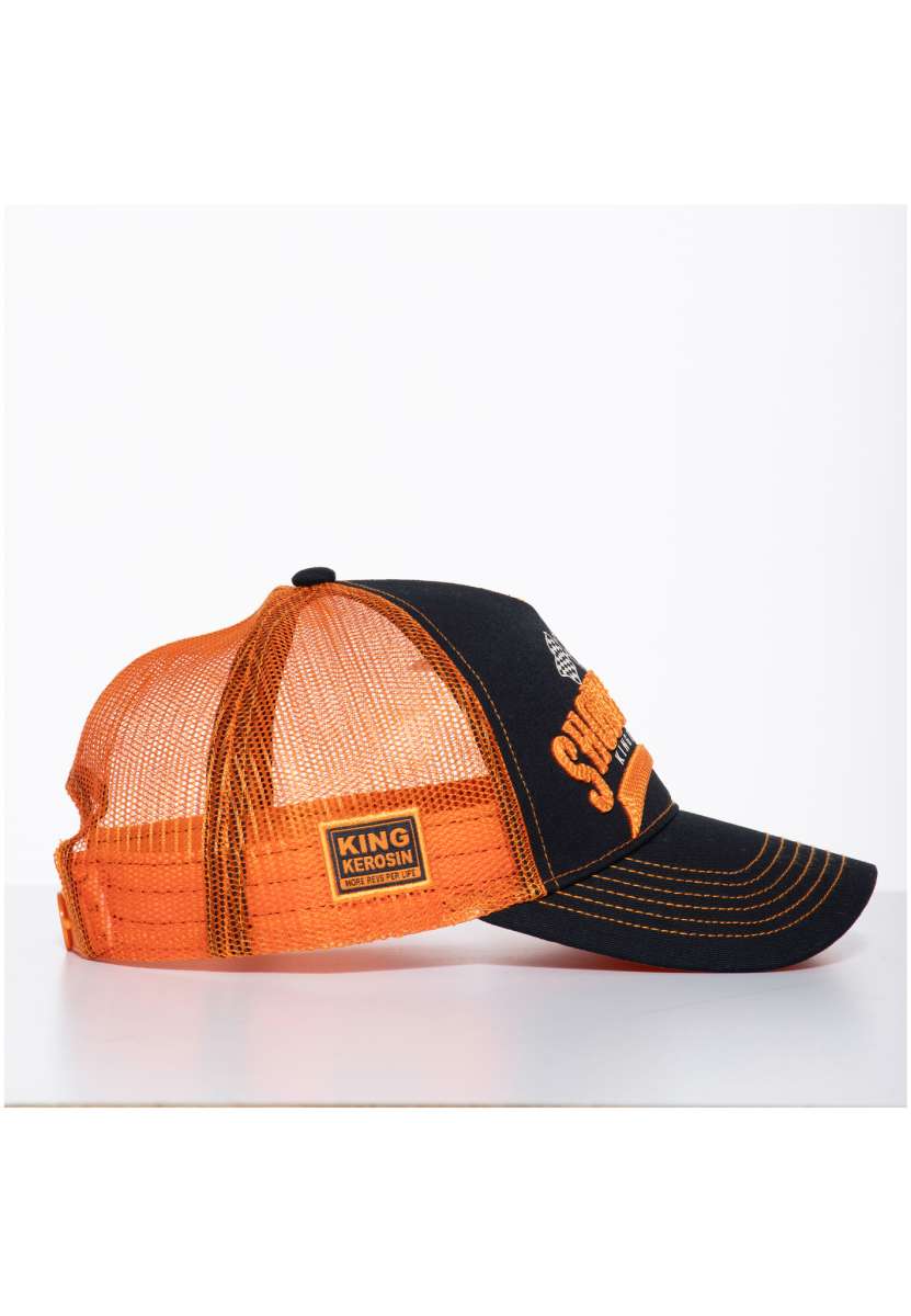 King Kerosin Trucker Cap - Biker Look Mit Adler Stickerei, Verstellbar