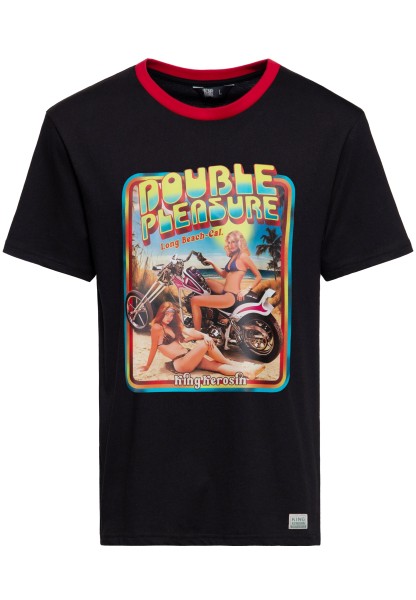 King Kerosin T-Shirt 'Double Pleasure' – Schwarzes Biker-Shirt mit Retro-Print